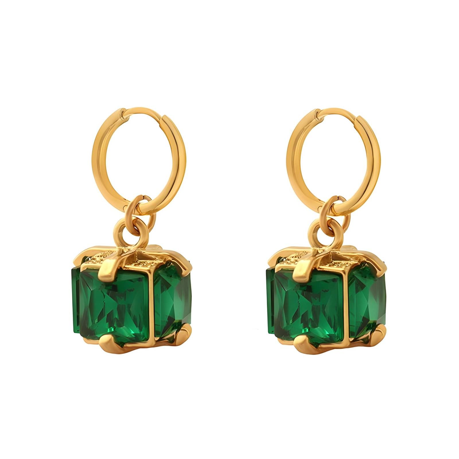 Forgyldt emerald øreringe