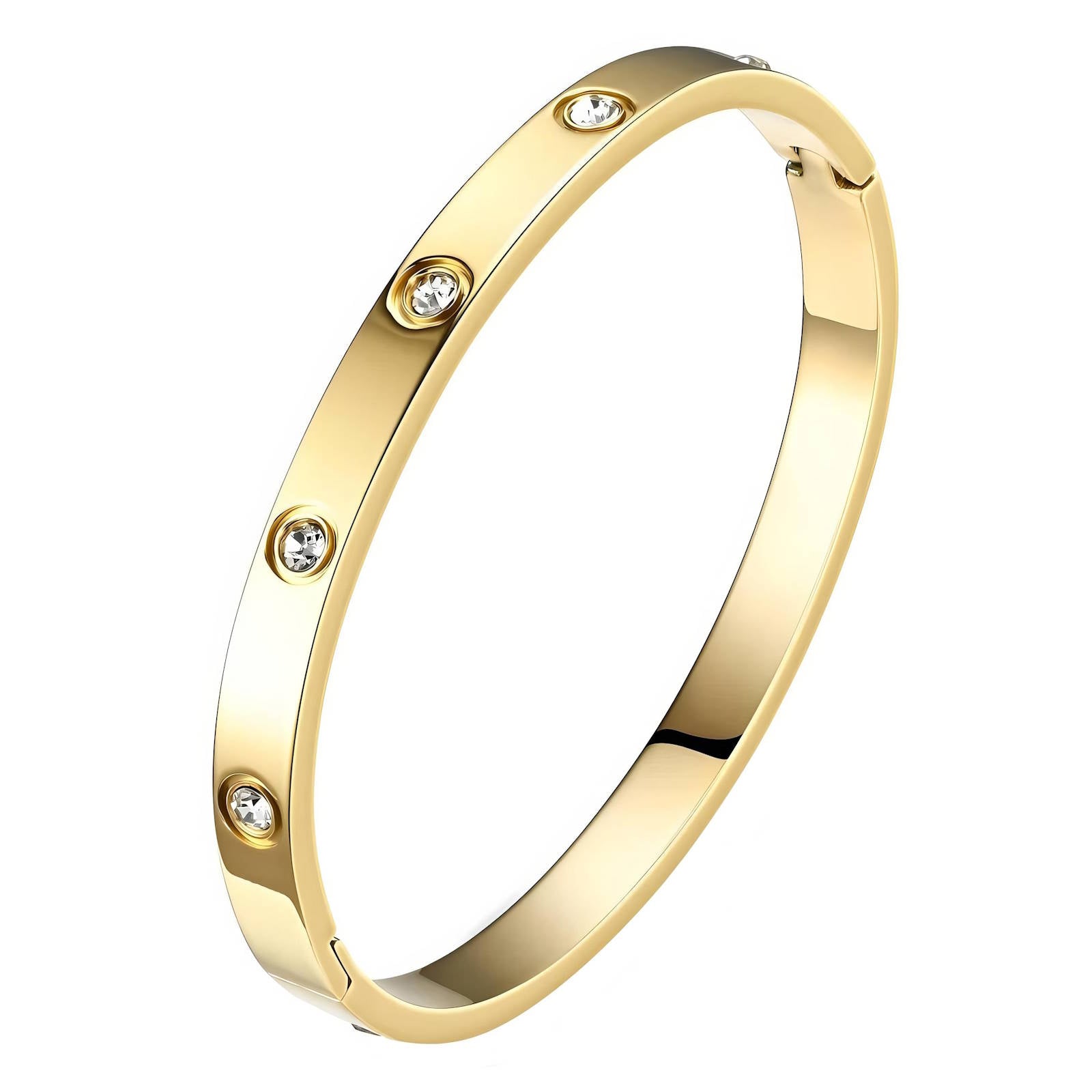 Guldbelagt Bangle Armbånd med Krystaller