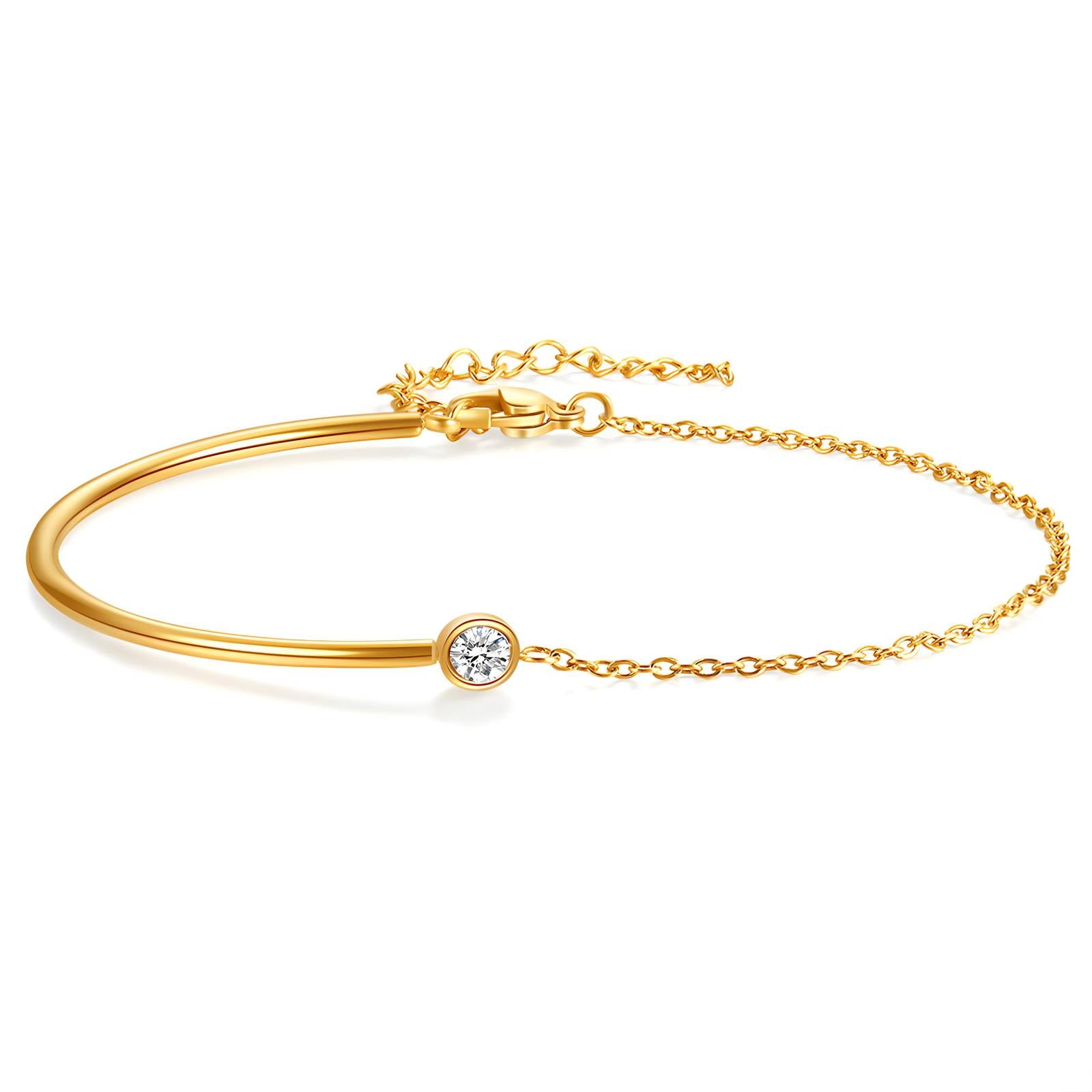 Guldbelagt Half-Bangle m. Sten
