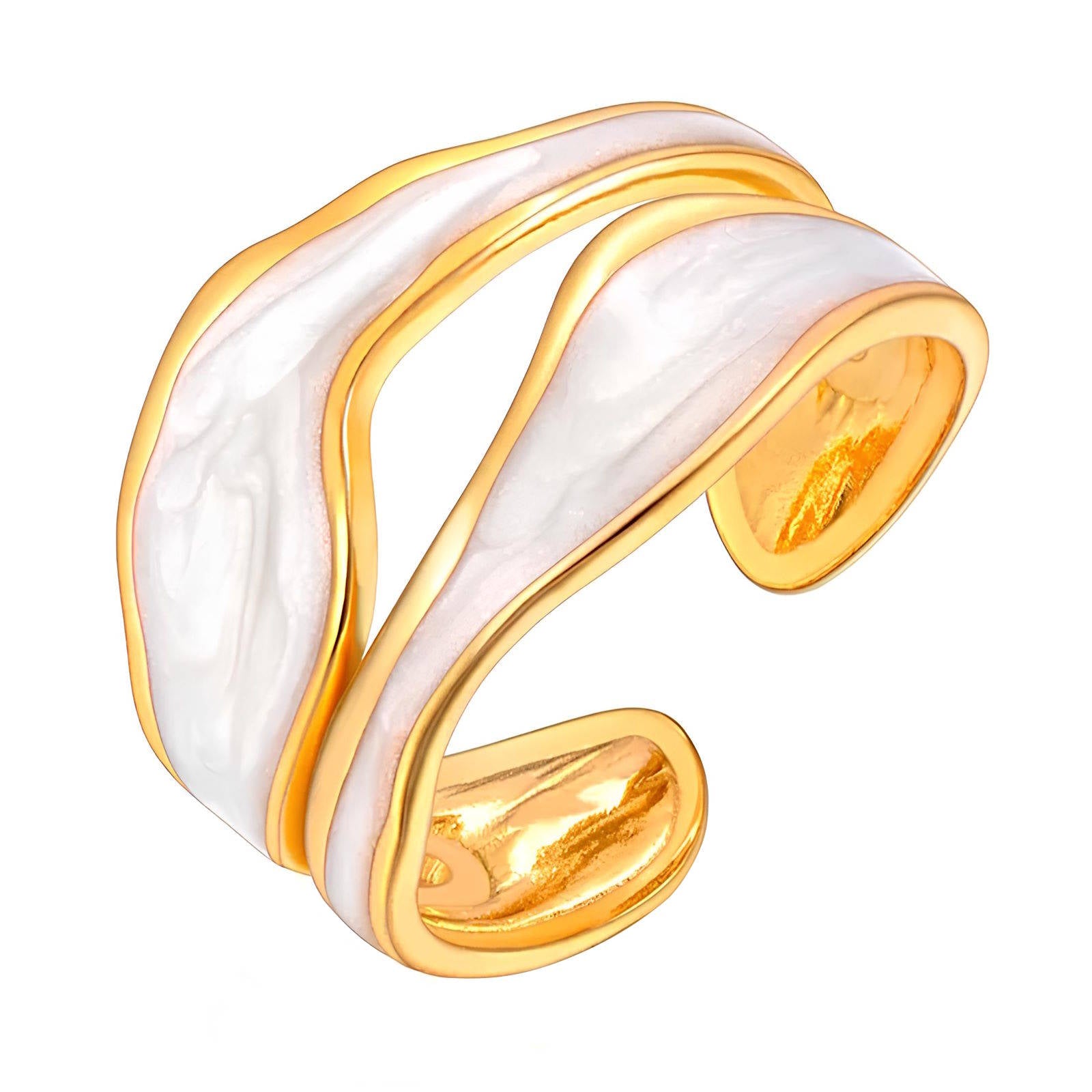 Forgyldt ring - Pearl Wave