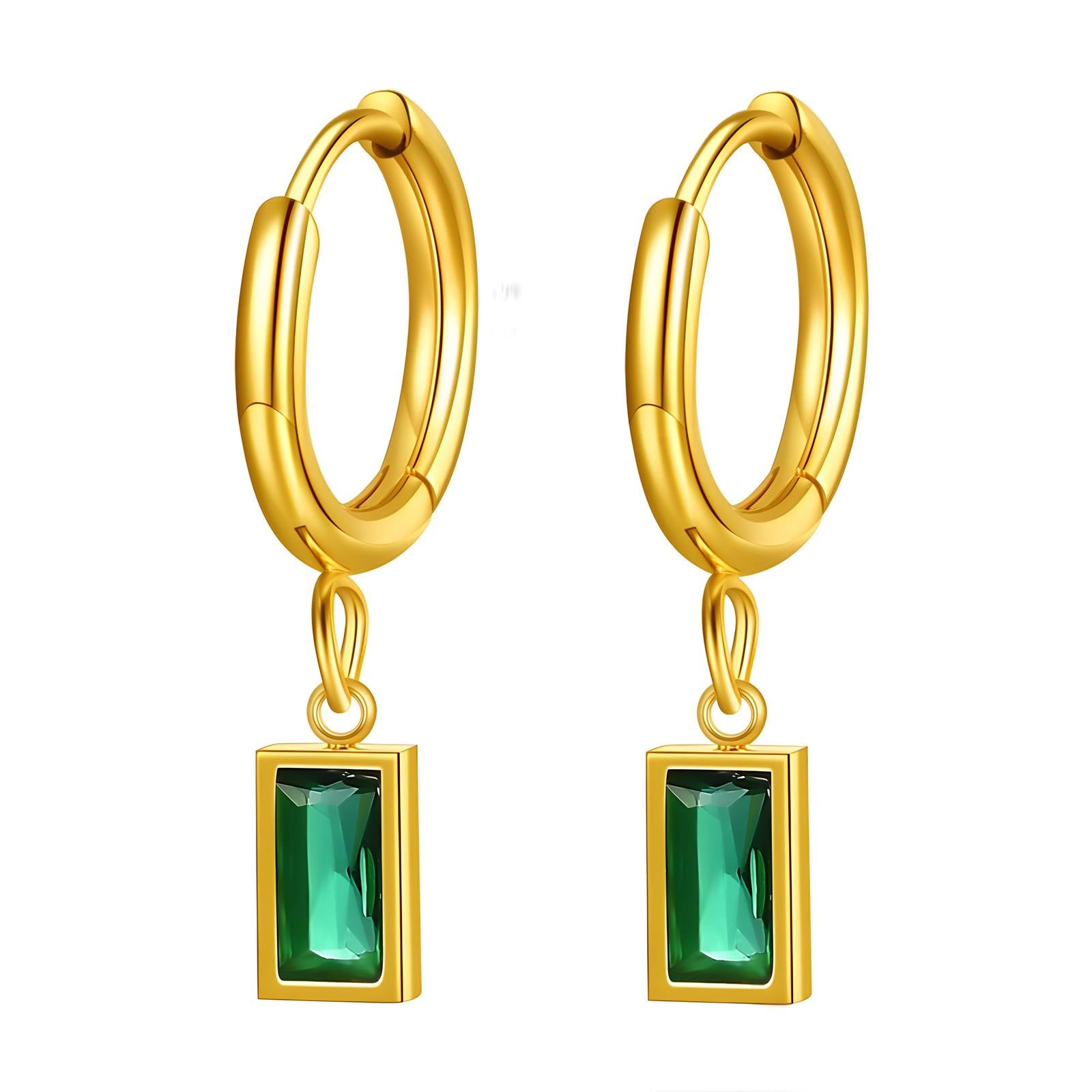 Emerald øreringe m. hæng
