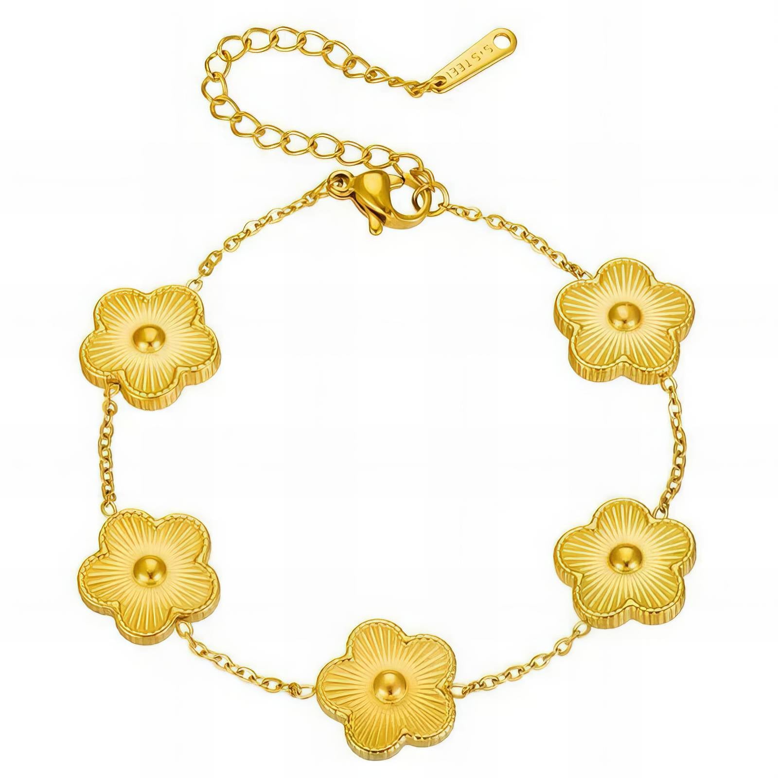 Guldbelagt Armbånd m. Blomstervedhæng